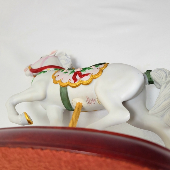 Vintage 1993 Lenox Christmas Carousel Horse Figurine Teddy Bear Wood Base 24k - Picture 13 of 13